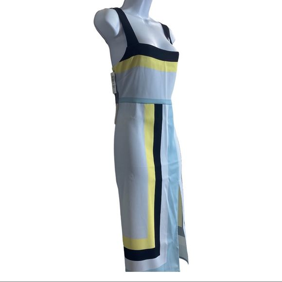 ARITIZIA BABATON 90s Slip Dress Blue Yellow Midi Dress 4 - Picture 5 of 9